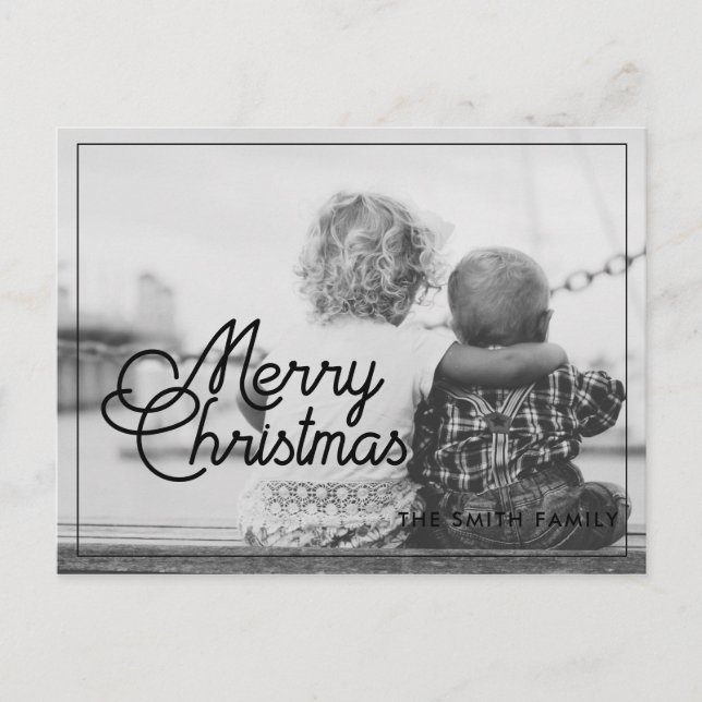 Merry Christmas retro family photo Postcard (Front)