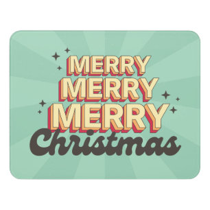 Merry Christmas retro groovy 3d design text Door Sign