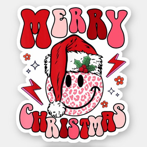 Merry Christmas Retro Groovy Cute Smile Face Sticker