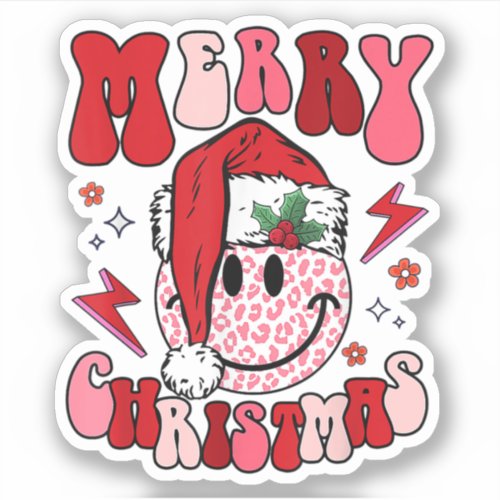 Merry Christmas Retro Groovy Cute Smile Face Sticker