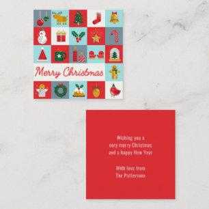 Merry Christmas Retro Icons Custom Greeting Note Card