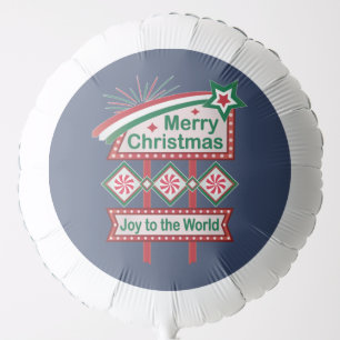 Merry Christmas Retro Marquee – Joy to the World Balloon