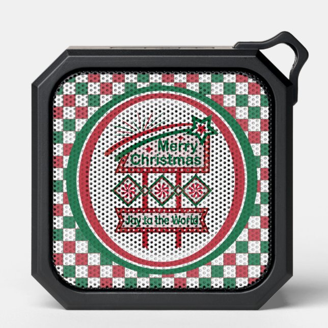Merry Christmas Retro Marquee – Joy to the World Bluetooth Speaker (Front)