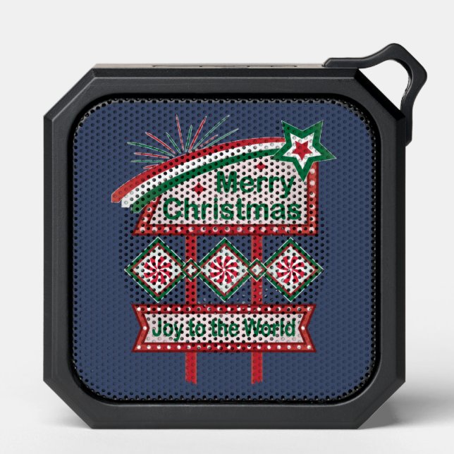 Merry Christmas Retro Marquee – Joy to the World Bluetooth Speaker (Front)
