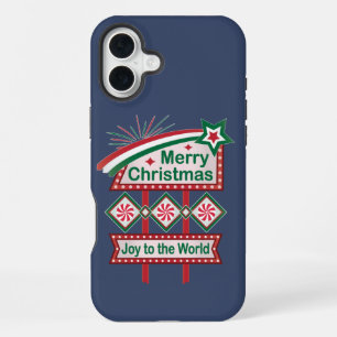 Merry Christmas Retro Marquee – Joy to the World iPhone 16 Plus Case