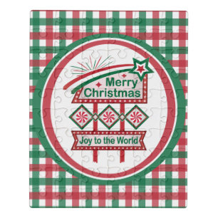 Merry Christmas Retro Marquee – Joy to the World Jigsaw Puzzle