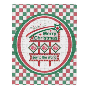 Merry Christmas Retro Marquee – Joy to the World Jigsaw Puzzle