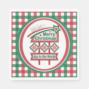 Merry Christmas Retro Marquee – Joy to the World Napkins