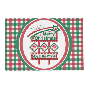 Merry Christmas Retro Marquee – Joy to the World Placemat
