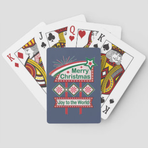Merry Christmas Retro Marquee – Joy to the World Poker Cards