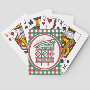 Merry Christmas Retro Marquee – Joy to the World Poker Cards