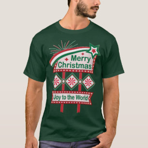 Merry Christmas Retro Marquee – Joy to the World T-Shirt
