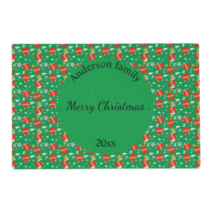 Merry Christmas retro name and date place Placemat