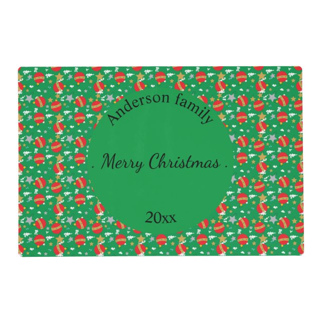 Merry Christmas retro name and date place Placemat (Front)