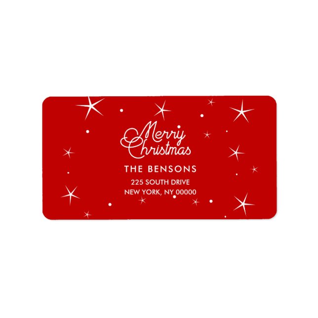 Merry Christmas retro red and white address Label (Front)