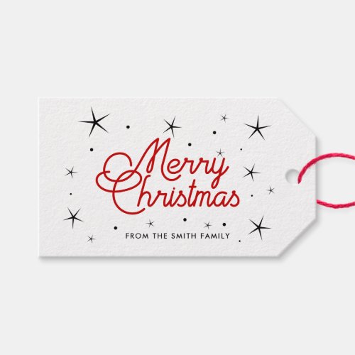 Merry Christmas retro red and white Gift Tags