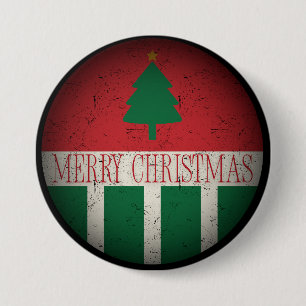 Merry Christmas Retro Red Green Button