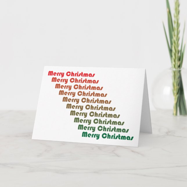 Merry Christmas Retro Red Green Typography  Holiday Card (Front)