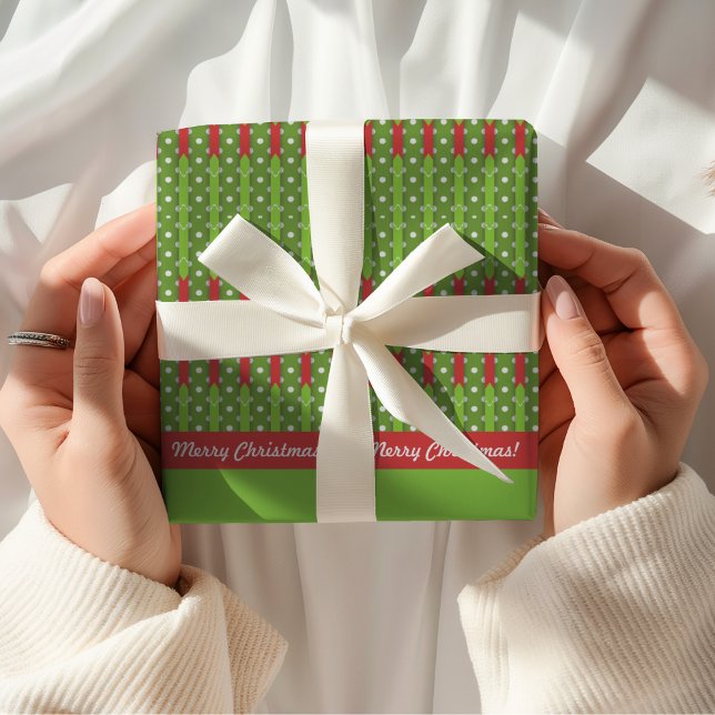 Merry Christmas | Retro Red Green Wrapping Paper (Merry Christmas Gift Wrapping Paper)