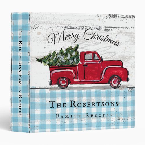 Merry Christmas Retro Red Truck Recipes Binder