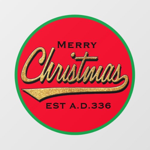 Merry Christmas Retro Round Window Cling