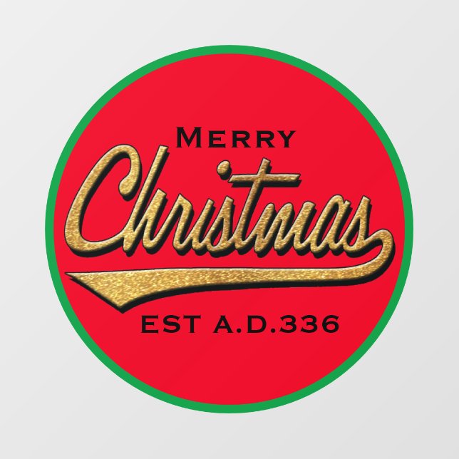 Merry Christmas Retro Round Window Cling (Sheet)