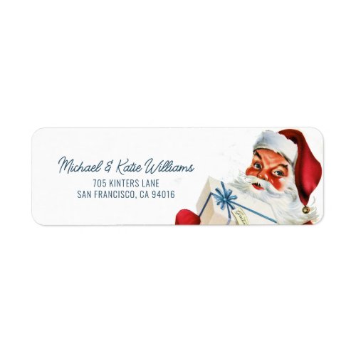 Merry Christmas  Retro Santa Claus Label