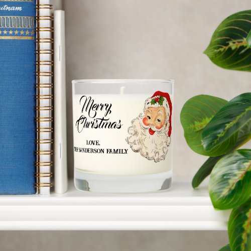Merry Christmas Retro Santa Claus Name Year  Scented Candle