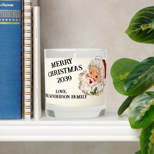 Merry Christmas Retro Santa Claus Name Year  Scented Candle