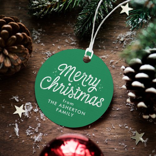 Merry Christmas retro script green holiday gift Favor Tags
