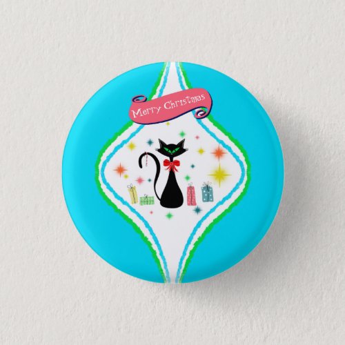 Merry Christmas Retro Siamese Cat  Button