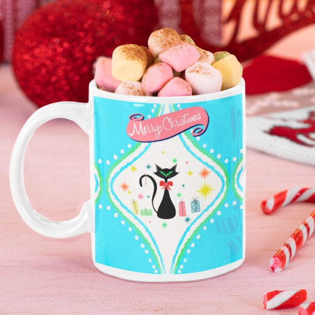 Merry Christmas Retro Siamese Cat Coffee Mug (Creator Uploaded)