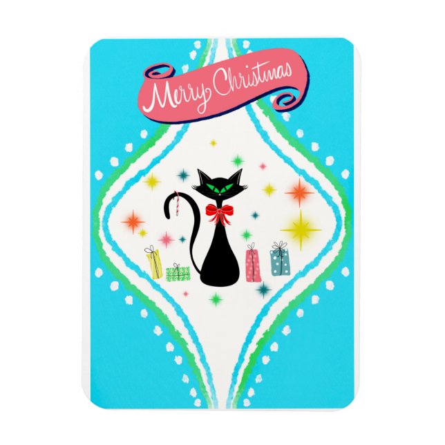 Merry Christmas Retro Siamese Cat  Magnet (Vertical)