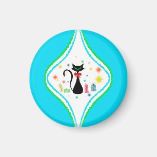Merry Christmas Retro Siamese Cat Magnet