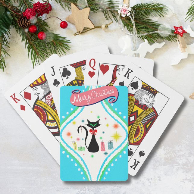 Merry Christmas Retro Siamese Cat Poker Cards (Creator Uploaded)