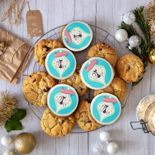 Merry Christmas Retro Siamese Cat Sugar Cookie