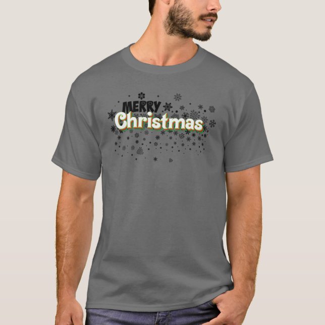 Merry Christmas Retro Snowflakes 80’s T-Shirt (Front)