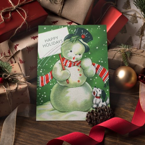 Merry Christmas  Retro Snowman Note Card