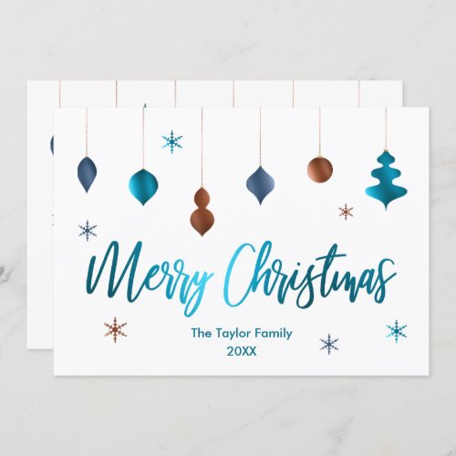 Merry Christmas Retro Teal Copper Navy Decor Invitation