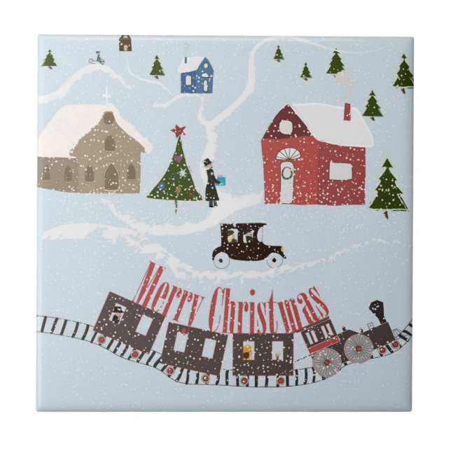 Merry Christmas , retro Tile (Front)