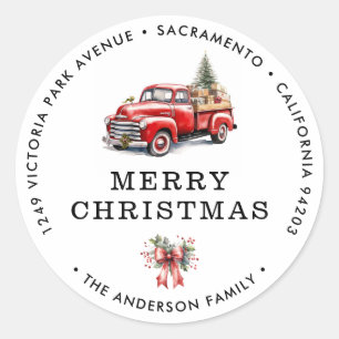 Merry Christmas Retro Truck Return Address Labels