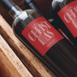 Merry Christmas Retro Typography<br><div class="desc">Merry Christmas in a retro script and your names in chic lettering,  personalize these wine bottle labels to serve at your holiday party or to give as gifts or party favors for business gifts,  corporate gifts. CHANGE the background color to anything.</div>