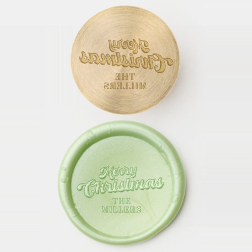 Merry Christmas Retro Typography Custom Name Wax Seal Stamp