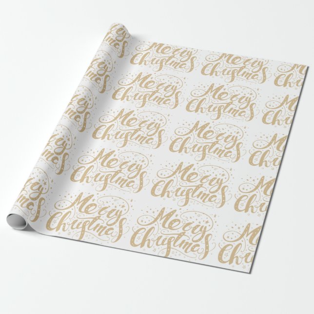 Merry Christmas retro typography design pattern Wrapping Paper (Unrolled)