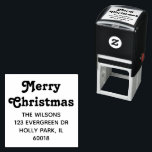 Merry Christmas Retro Typography Return Address Self-inking Stamp<br><div class="desc">Add a personalized finishing touch to holiday card envelopes with a stylish retro return address self-inking stamp. The greeting on this template is simple to customize to any wording, such as Merry Christmas, Happy Holidays, Seasons Greetings, or Happy New Year. As an option, change the retro text to your name,...</div>