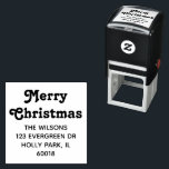 Merry Christmas Retro Typography Return Address Self-inking Stamp<br><div class="desc">Add a personalized finishing touch to holiday card envelopes with a stylish retro return address self-inking stamp. The greeting on this template is simple to customize to any wording, such as Merry Christmas, Happy Holidays, Seasons Greetings, or Happy New Year. As an option, change the retro text to your name,...</div>