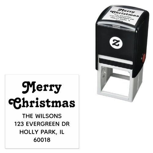 Merry Christmas Retro Typography Return Address Self_inking Stamp