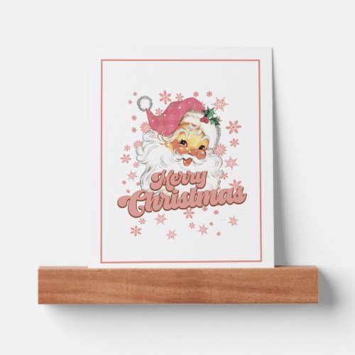 Merry Christmas Retro Typography Santa Pink Hat Picture Ledge
