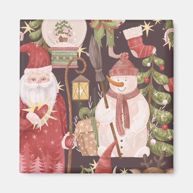 Merry Christmas Retro Vintage Santa Claus    Magnet (Front)