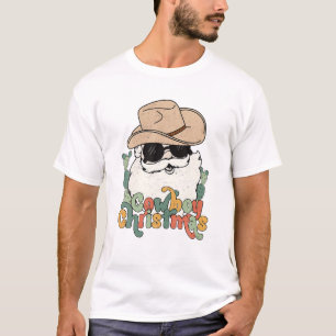 Merry Christmas Retro Western Santa Cowboy T-Shirt